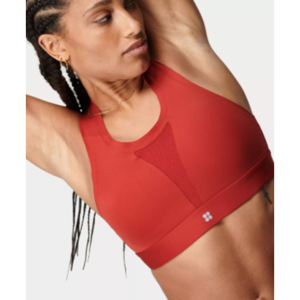 Sweaty Betty Womens All Trail Sports Bra Size 34B Top Cardinal Red Lined